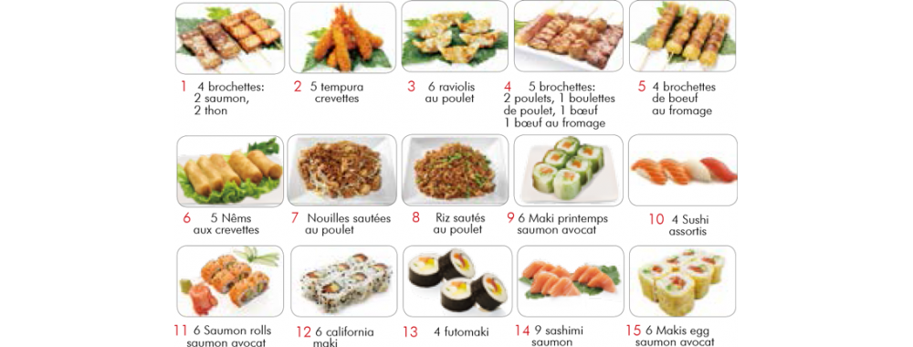 Menus au choix Menus au choix